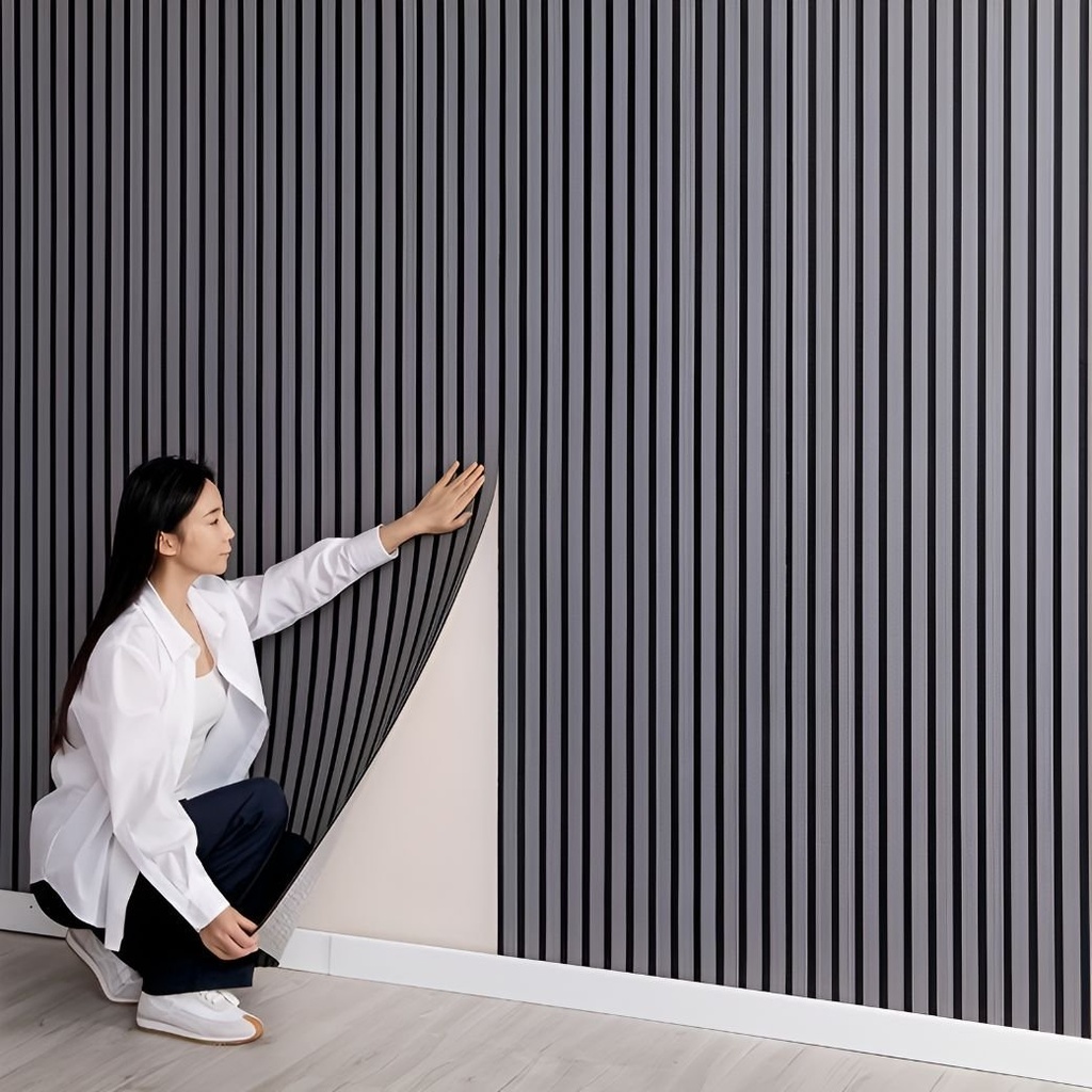 Rollo Adhesivo Símil Ripado Wpc Madera 3mts X 60cm Premium ®