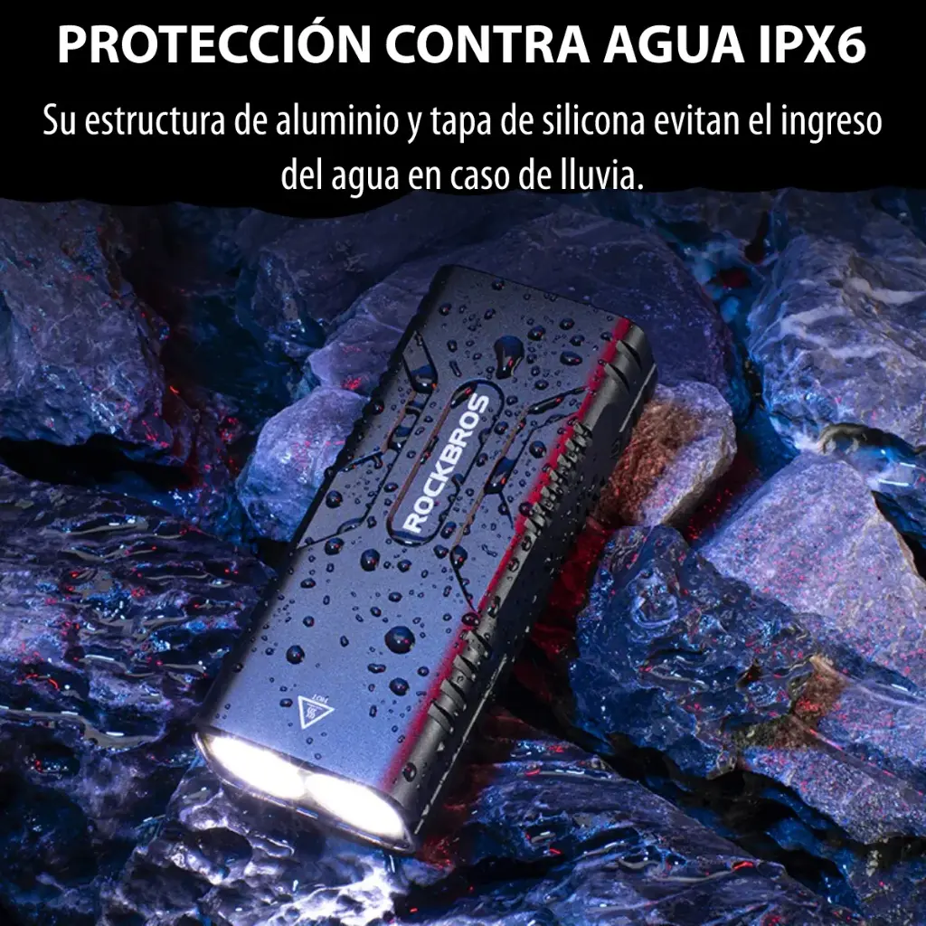 Luz Para Bicicleta 850 Lúmenes Rockbros Linterna Recargable