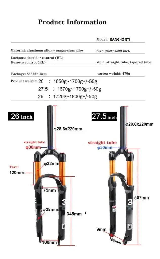 Horquilla Aire Mtb 26 Competicion