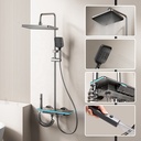 Set Barral Ducha Cromada Con Teléfono Y Monocomando Negro Ql