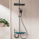 Set Barral Ducha Cromada Con Teléfono Y Monocomando Negro Ql