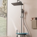 Set Barral Ducha Cromada Con Teléfono Y Monocomando Negro Ql