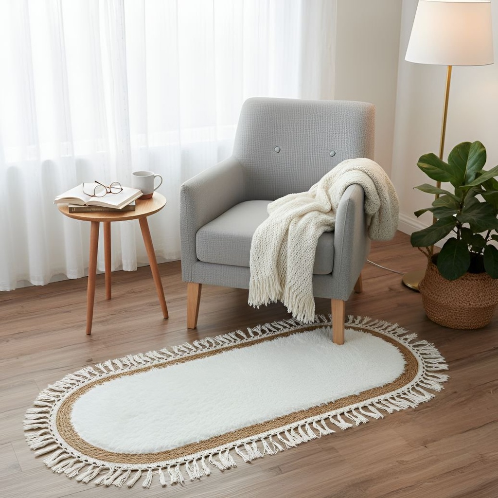 Alfombra Ovalada De Rattan Mediana Sala De Estar Dormitorio
