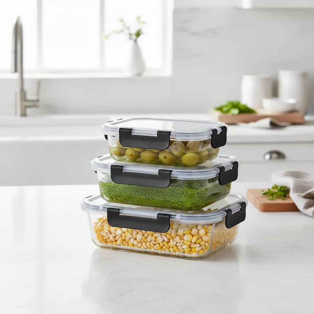 Tappers De Vidrio Herméticos 3 Tamaños Apilables Juego Ql ®