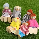 Juguetes Familia Madera Didáctica Muñecos 7 Personajes Juego