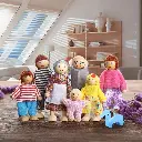 Juguetes Familia Madera Didáctica Muñecos 7 Personajes Juego