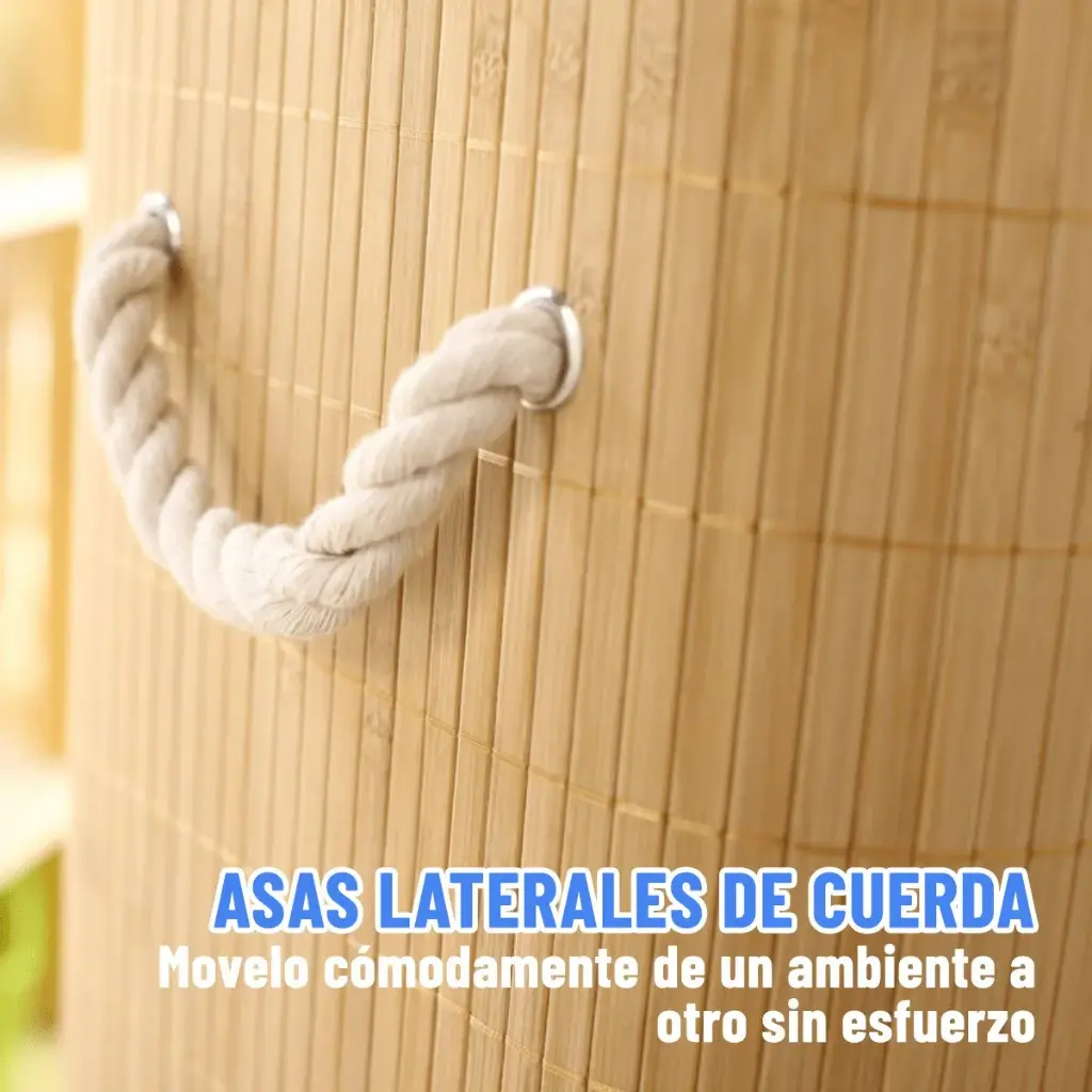 Canasto Cesto Ropa Sucia Pleglable Look Bambu Grande Tapa Ql 
