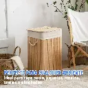 Canasto Cesto Ropa Sucia Pleglable Look Bambu Grande Tapa Ql 