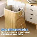 Canasto Cesto Ropa Sucia Pleglable Look Bambu Grande Tapa Ql 