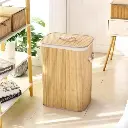 Canasto Cesto Ropa Sucia Pleglable Look Bambu Grande Tapa Ql 