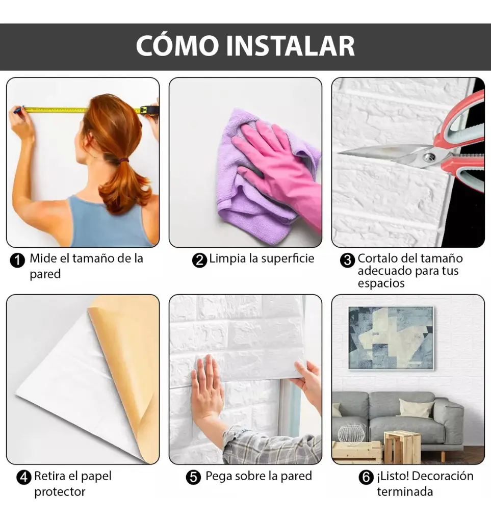 Revestimiento Pared Adhesivo Facil Colocacion Piedra X70 Un