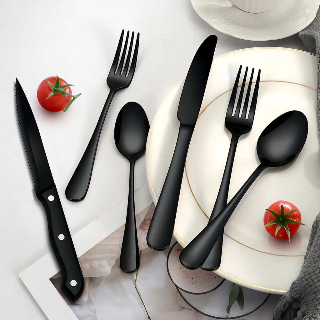 Juego De Cubiertos 24 Pzas Acero Inoxidable Cuchillo Carne ®