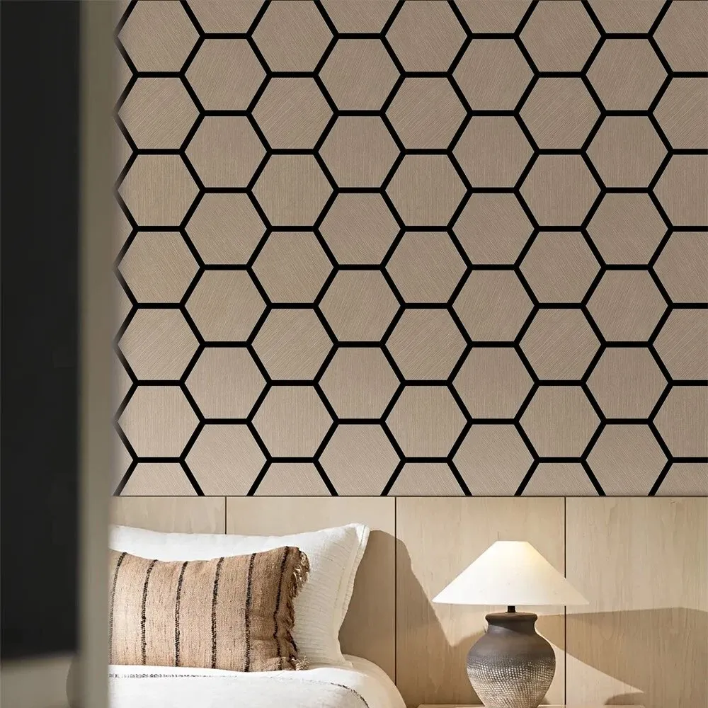 Panel Placa Madera Decorativo Hexagonal Acustico Moderno