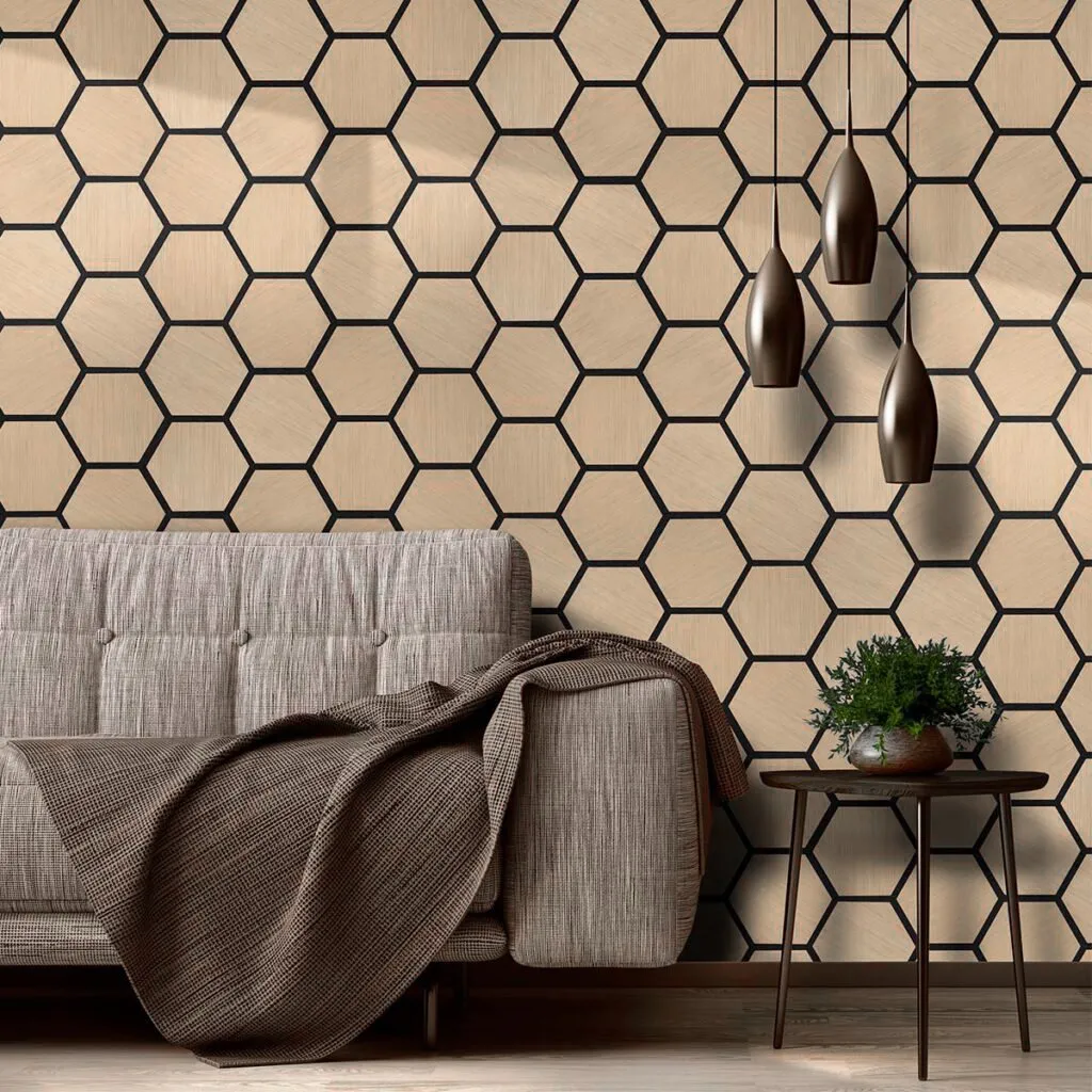 Panel Placa Madera Decorativo Hexagonal Acustico Moderno