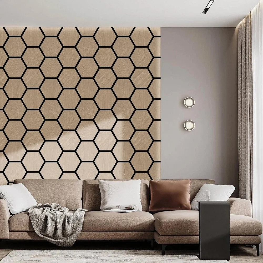 Panel Placa Madera Decorativo Hexagonal Acustico Moderno