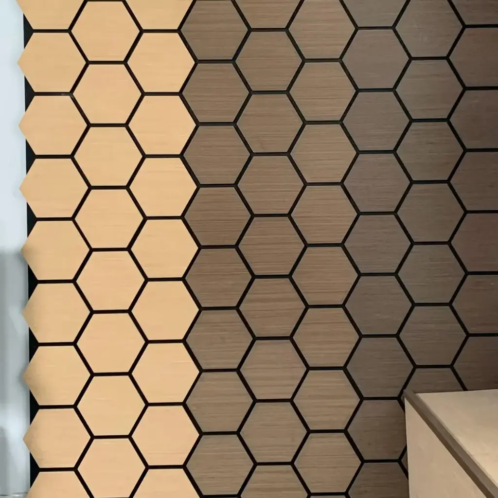 Panel Placa Madera Decorativo Hexagonal Acustico Moderno