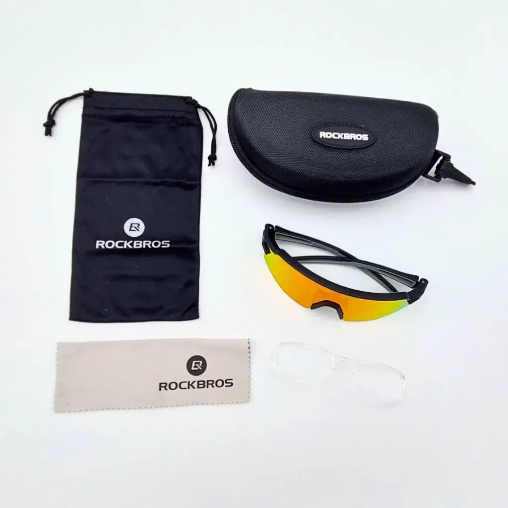 Lentes Rockbros Espejados Naranja De Ciclismo Polarizados
