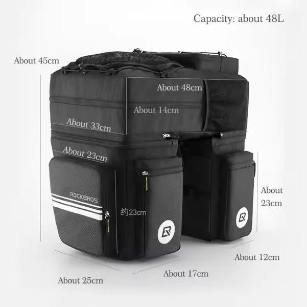 Alforja Rockbros 3 Bolsos Impermeable Requiere Parrilla