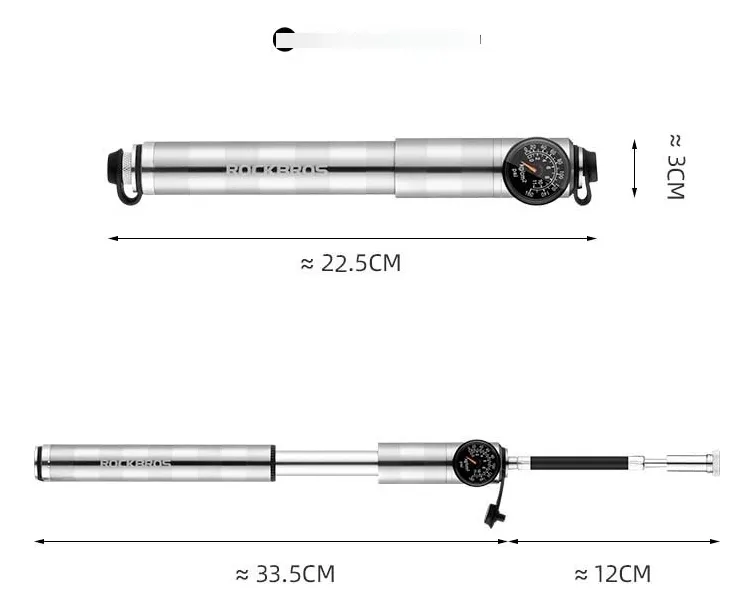 Inflador Rockbros Portátil En Metal 160 Psi Con Manómetro