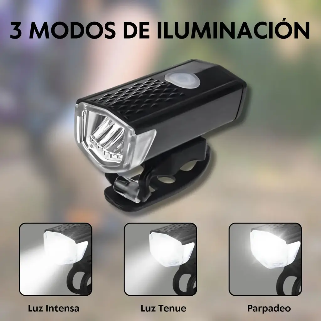 Luz Delantera Bicicleta Raypal 300 Lumens Recargable 3 Modos