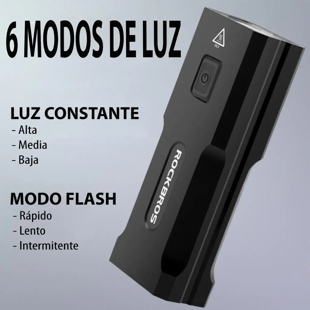 Luz Para Bicicleta Rockbros 600lm Recargable Usb Delantera