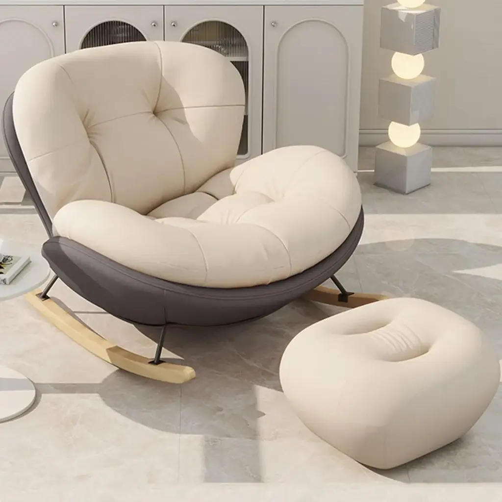  Sillon Sofa Poltrona Mecedor 1 Cuerpo Puff Apoya Pies Tela