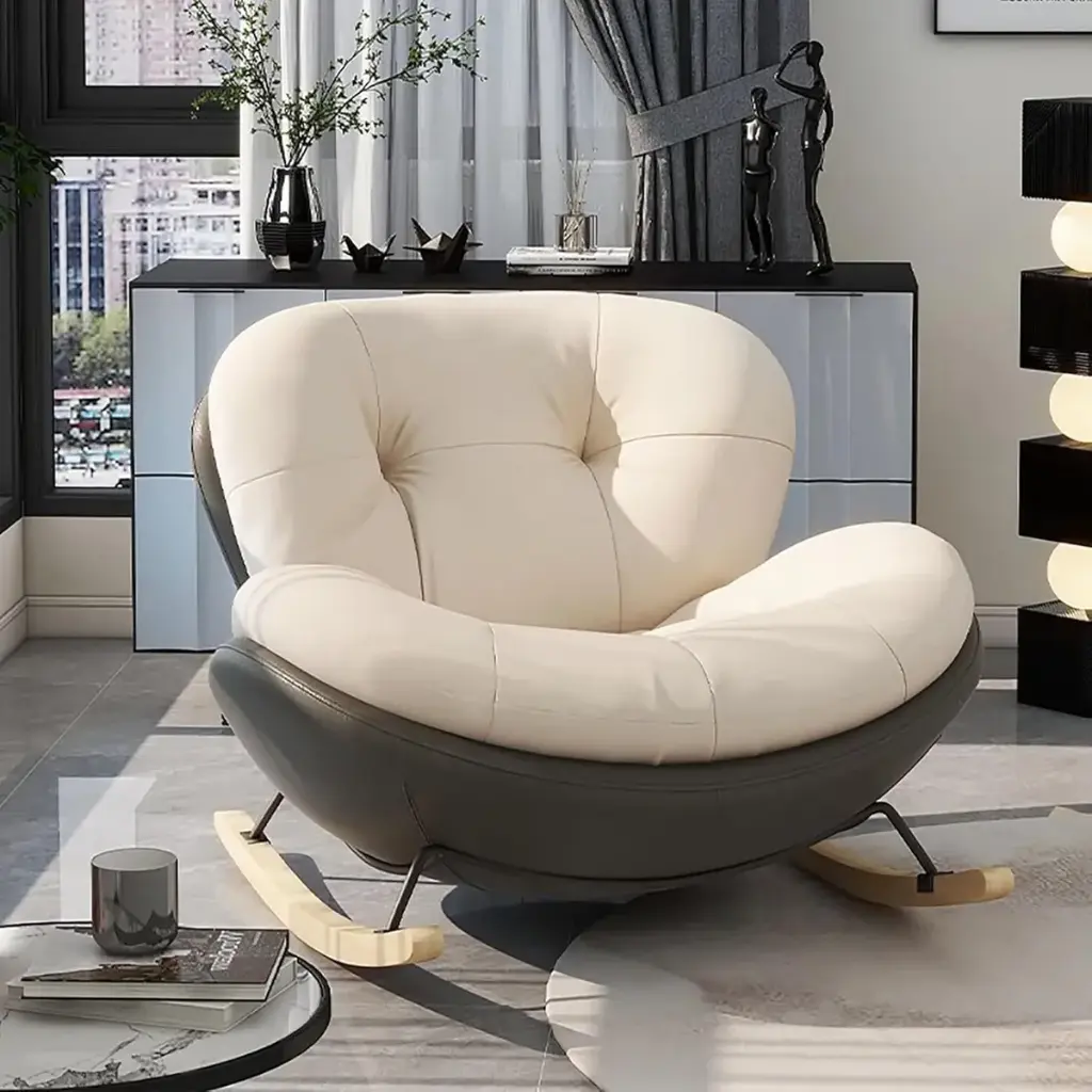  Sillon Sofa Poltrona Mecedor 1 Cuerpo Puff Apoya Pies Tela