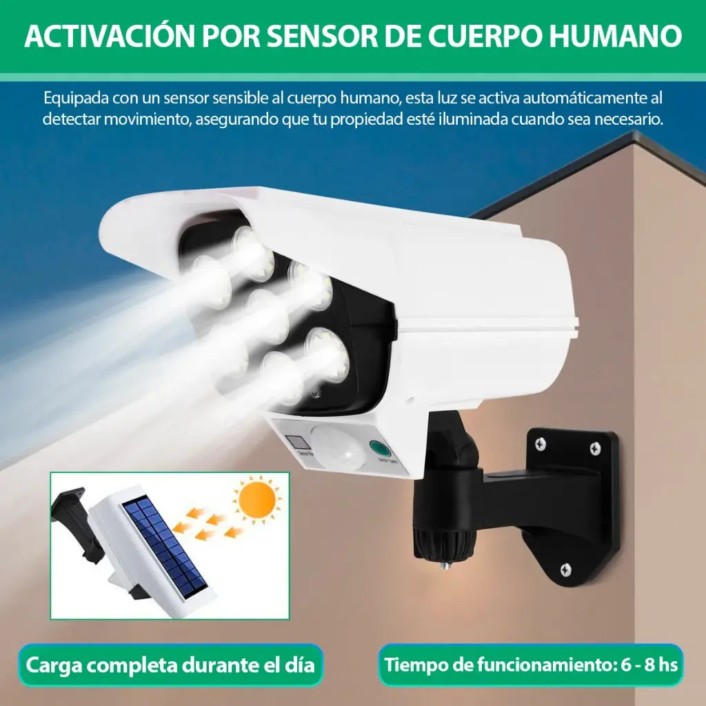 Foco Solar Sensor De Movimiento Forma De Camara Seguridad