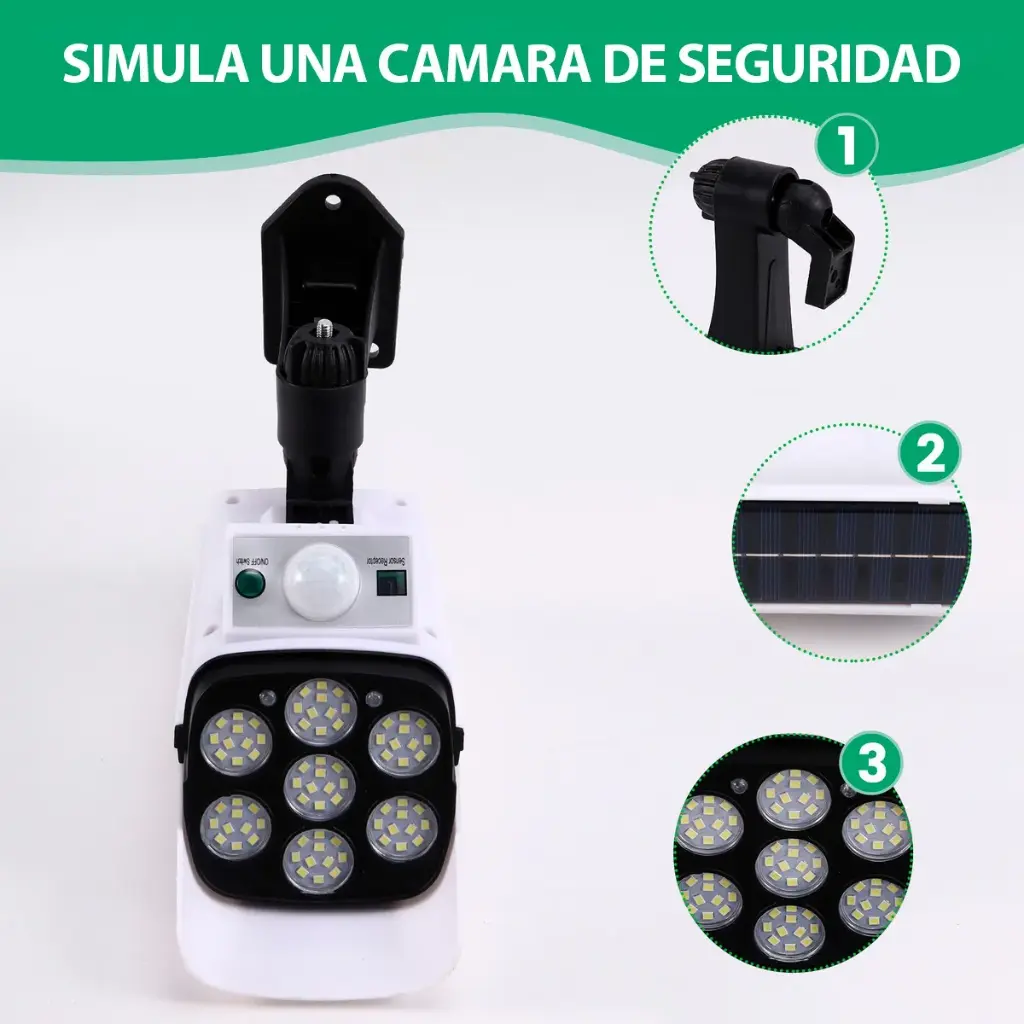 Foco Solar Sensor De Movimiento Forma De Camara Seguridad