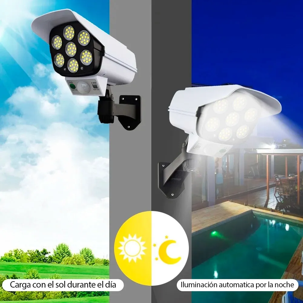 Foco Solar Sensor De Movimiento Forma De Camara Seguridad