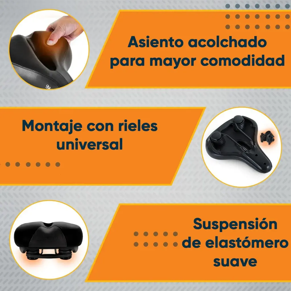 Asiento De Bicicleta Comodo Grande Sillin Ciclismo Acolchado