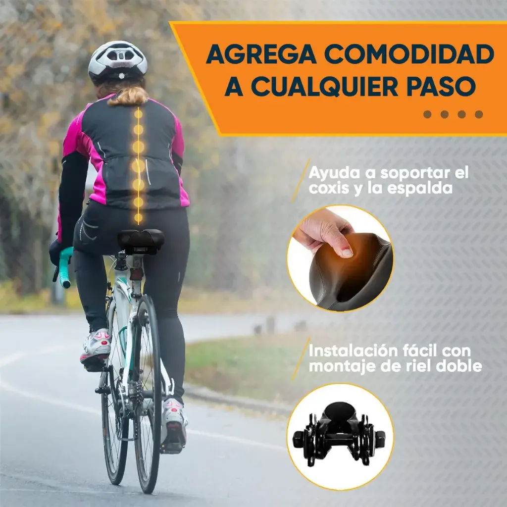 Asiento De Bicicleta Comodo Grande Sillin Ciclismo Acolchado