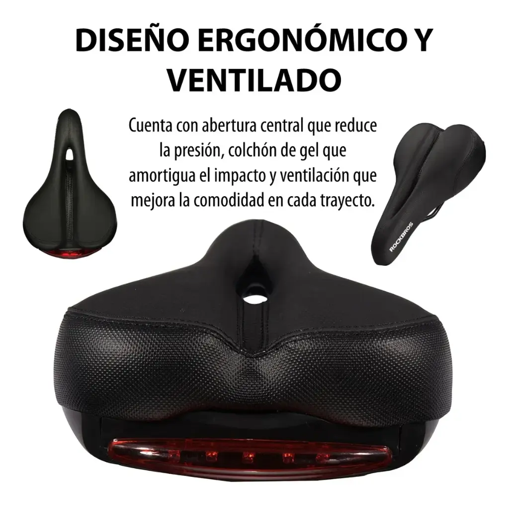 Asiento Acolchado Con Luz Antiprostatico Cómodo Ciclismo Gel