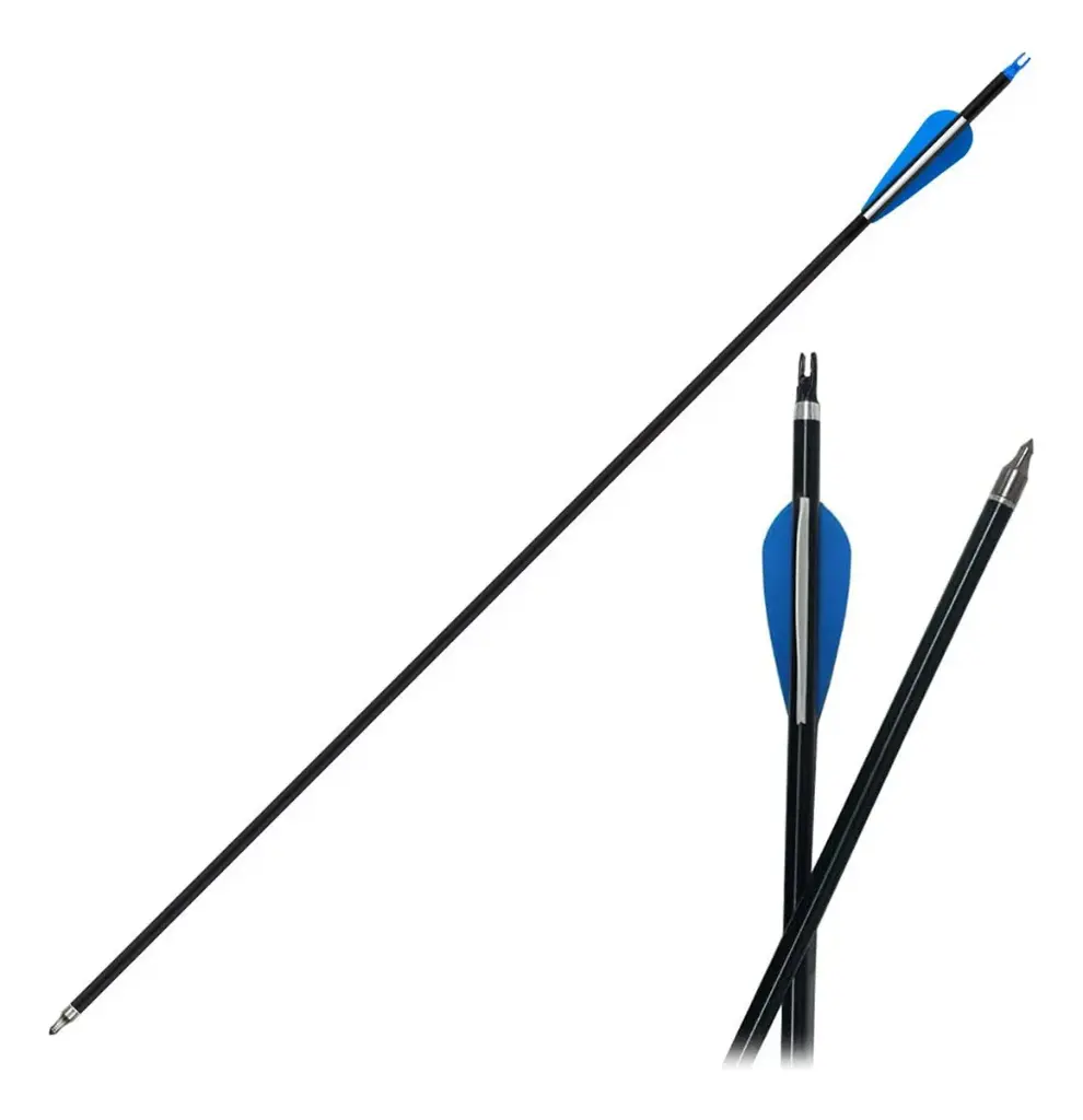 Set X5 Flecha Para Arco Fibra De Vidrio Y Punta Rosca 80 Cm