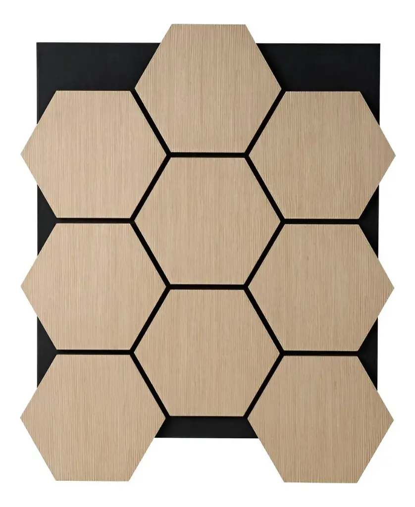Panel Placa Madera Decorativo Hexagonal Acustico Moderno