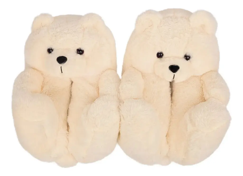 Pantuflas Oso Cariñoso Osito Peludas Calentitas Suela Goma