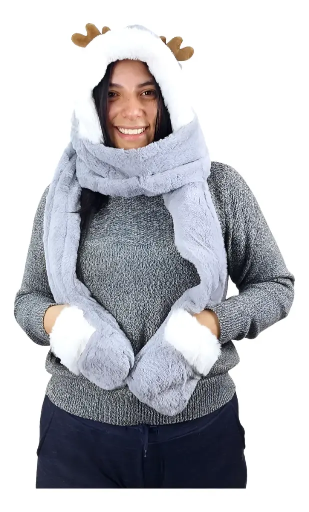 Gorro Bufanda 3 En 1 Abrigado Invierno Polar Oso Alce