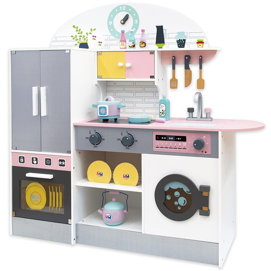 Cocina De Madera Completa Con Heladera Lavarropa Accesorios®