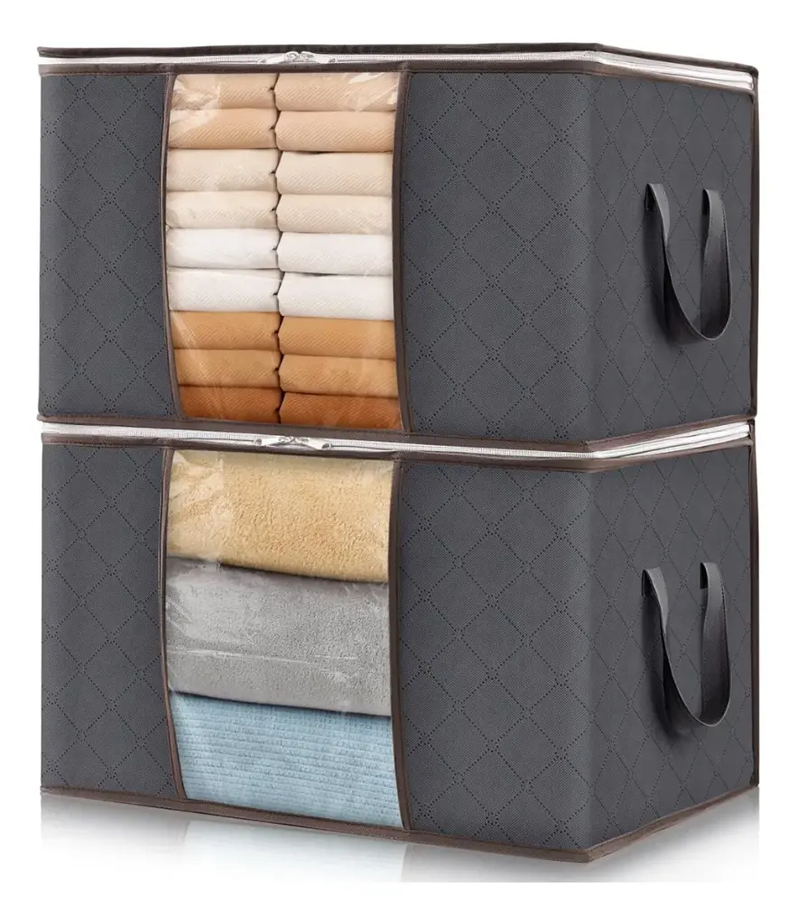 Set Caja Organizadora X2 Ropa Guarda Mantas Frazadas Tela QL