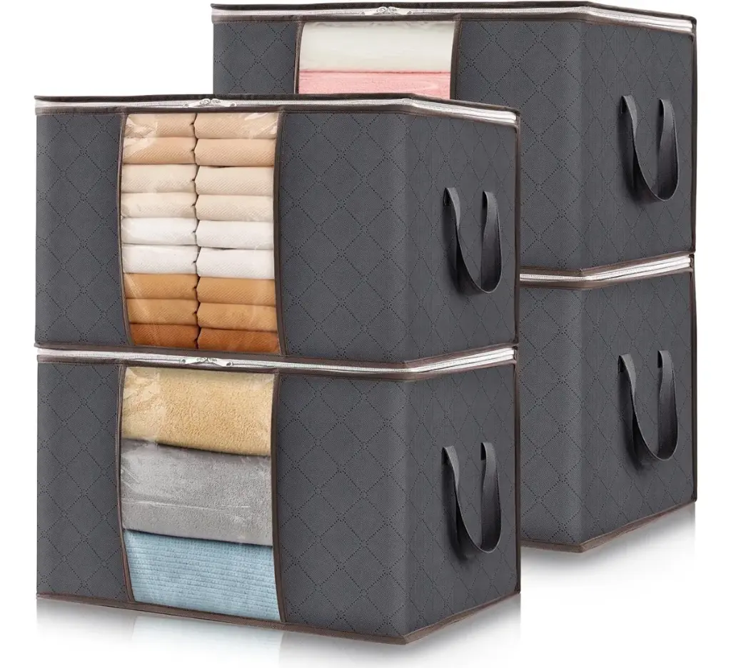 Set Caja Organizadora X4 Ropa Guarda Mantas Frazadas Tela QL