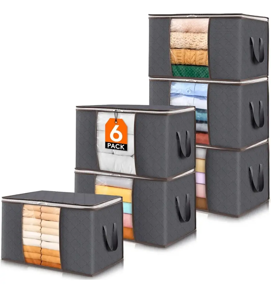 Set Caja Organizadora X6 Ropa Guarda Mantas Frazadas Tela QL