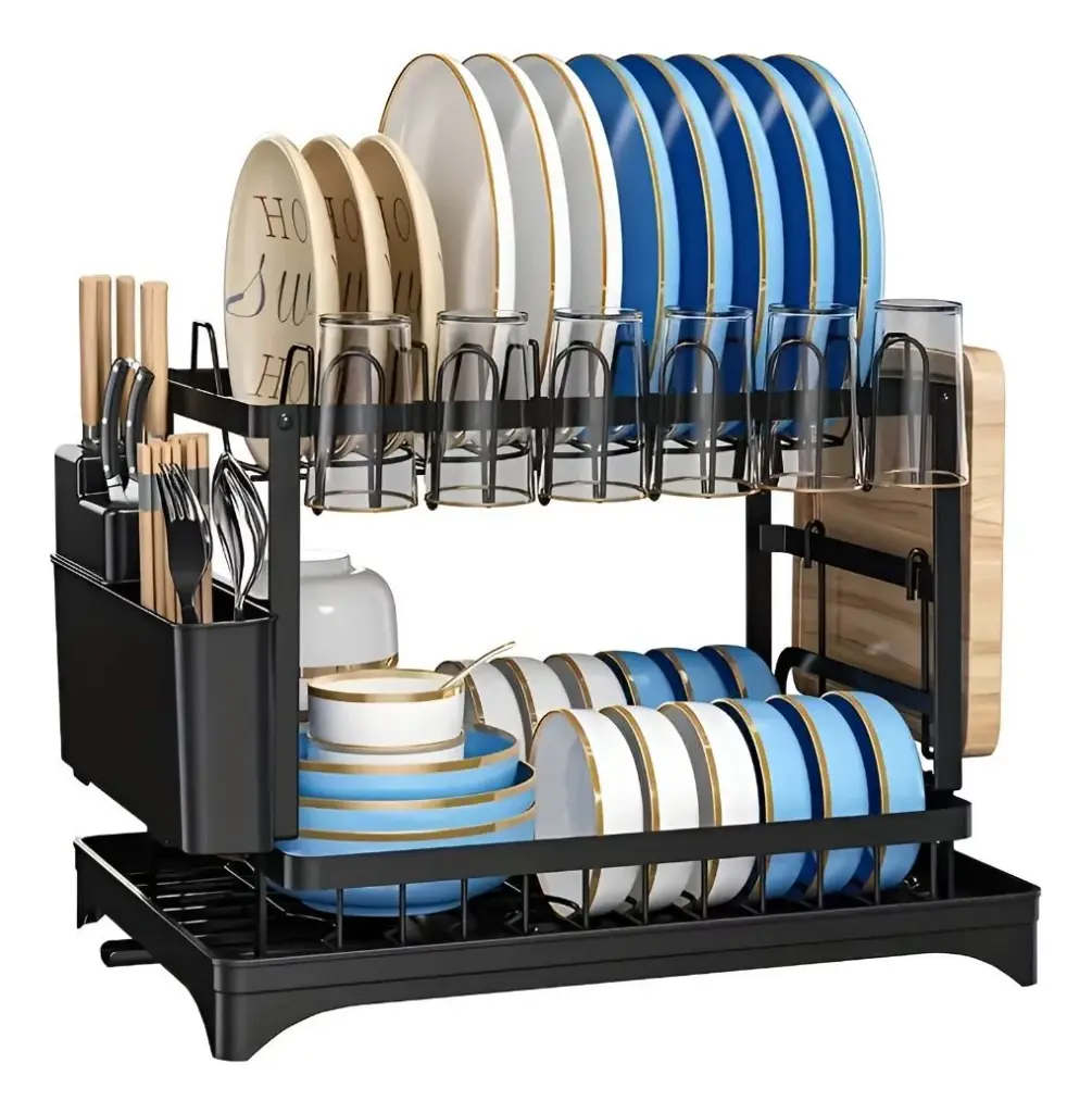 Escurridor Seca Platos Doble Metal Vajilla Dos Niveles Ql ®