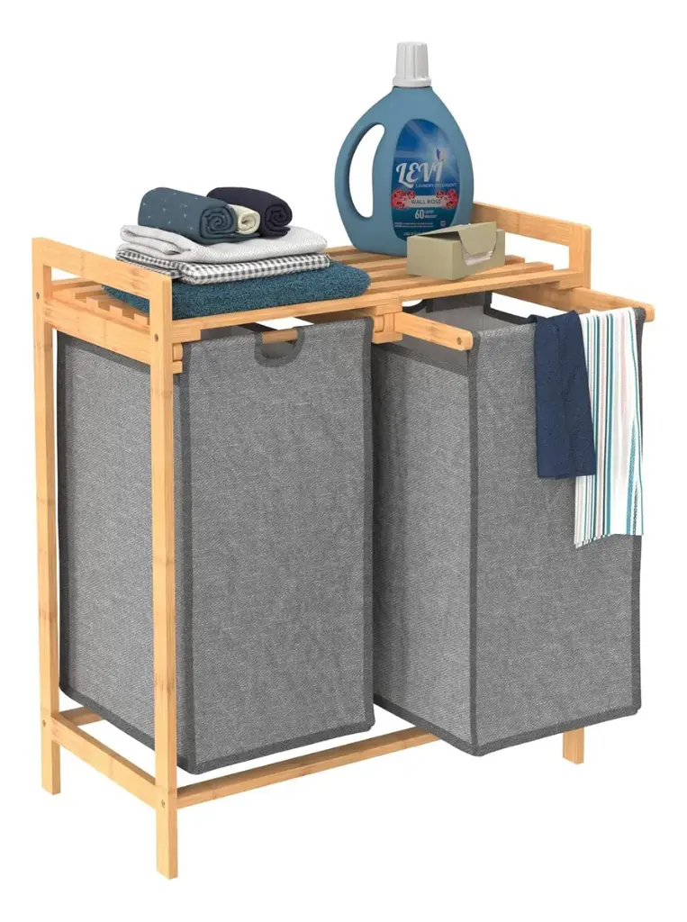 Canasto Cesto Ropa Lavandería 2 Compartimentos Extraíbles Ql