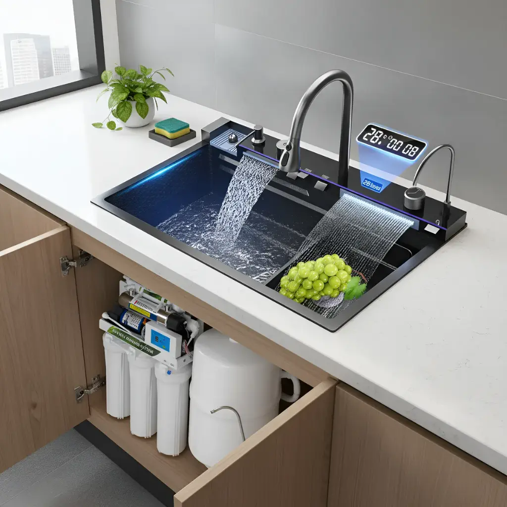 Bacha Pileta Multifuncional Cocina Acero + Filtro Osmosis