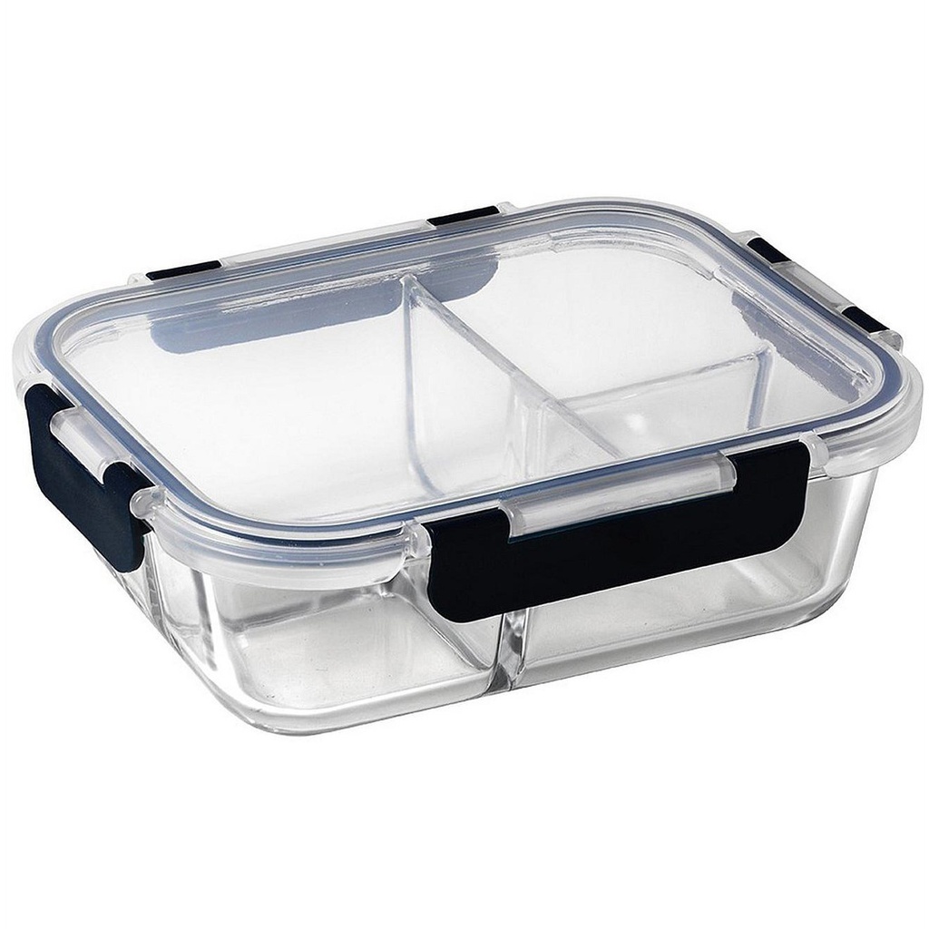 Tapper De Vidrio Con Tapa Hermetica 3 Divisiones Premium QL®