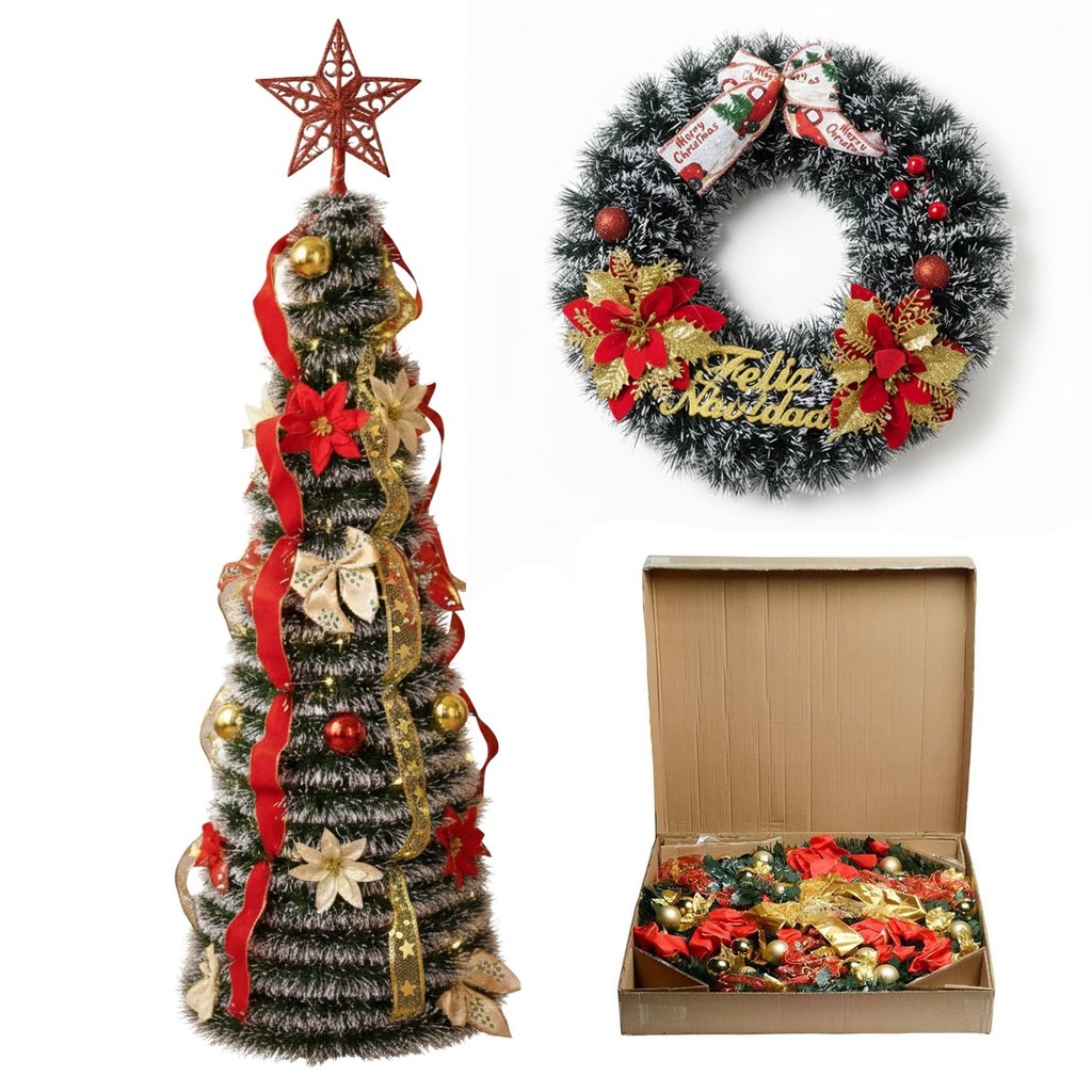 Arbolito Arbol De Navidad Premium 120cm Plegable + Corona QL