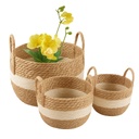 Set X3 Canasto Organizador Fibra Vegetal Estilo Ratan Manija