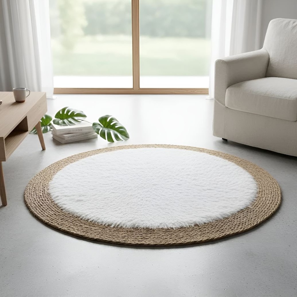 Alfombra Redonda Seagrass Yute 185 Cm Tejido Artesanal Indu®