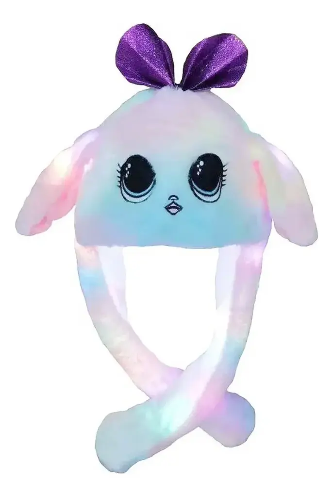 Gorro Infantil Abrigado Mueve Orejas Arcoiris Con Luces Niño
