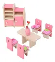 Set Muebles Madera Comedor Juguete Dining Room 12 Piezas
